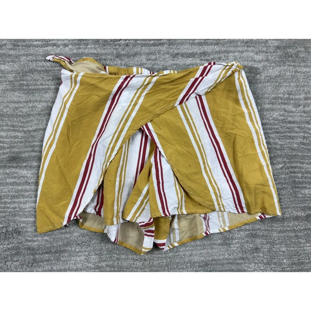 Cotton Candy LA‎ Skort Womens Medium Yellow Striped Wrap Front Tulip CTP-8947